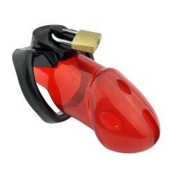 rikers locking chastity device red