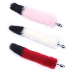 double color fox tail butt plug